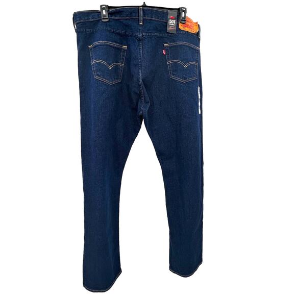 Levi's 501 Original Jeans Men's 44x34 100% Cotton Dark Wash Denim Casual - Picture 3 of 8